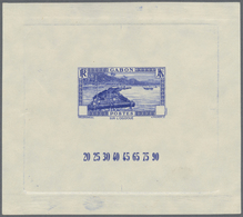 (*) Gabun: 1932, Stamp Design Ogowe-River "Epreuve De Artiste" Single Die Proof Blue With Emty Face Valu - Autres & Non Classés