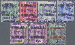 O Gilbert- Und Ellice-Inseln: 1911, Complete Series Of First Issue (seven Ovptd Fiji Stamps) Each Tied - Gilbert- En Ellice-eilanden (...-1979)