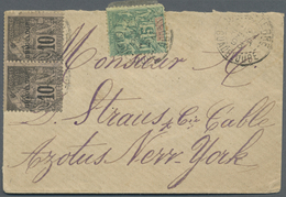 Br Guadeloupe: 1893 (22.2.), Allegorie 10c Black On Lilac Optd. GUADELOUPE In A Horiz. Pair + Later Iss - Storia Postale