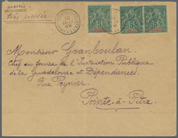 Br Guadeloupe: 1899. Envelope (vertical Fold, Roughly Opend) Addressed To The 'Chef De Service, Pointe- - Storia Postale