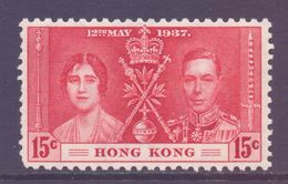 Hong Kong Scott 152 - SG138, 1937 Coronation 15c MH* - Unused Stamps