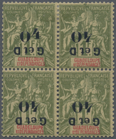 **/* Guadeloupe: 1903. Inverted "G Et D / 40" Overprints On 1fr In A Block Of 4. Two Stamps Mint, Two Sta - Storia Postale