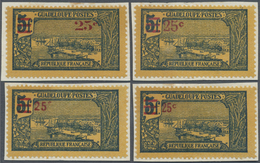Brfst Guadeloupe: 1924, 25 C. On 5 F. Blue On Yellow Harbor View With Overprint, Four Different Value Over - Storia Postale