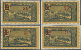 Brfst Guadeloupe: 1924, 25 C. On 5 F. Blue On Yellow Harbor View With Overprint, Four Different Value Over - Briefe U. Dokumente