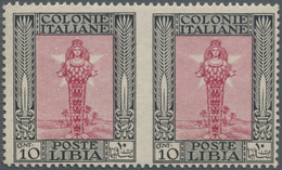 ** Italienisch-Libyen: 10 C Red/black Vertical Pair In The Middle Imperforated, Mint Never Hinged - Libia