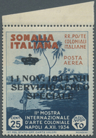 ** Italienisch-Somaliland - Dienstmarken: 1934, Internat. Kolonialausstellung 25 C. Dunkelblau/orangero - Somalia