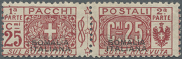 * Italienisch-Somaliland - Paketmarken: 1917, Wappen Und Wertziffer 25 C. Rot Mit DOPPEL-Aufdruck 'SOM - Somalie