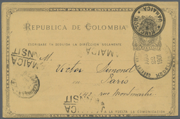 GA Jamaica: 1901. Colombian Postal Stationery Card 2c Black Cancelled By Medellin Date Stamp Addressed - Jamaique (1962-...)