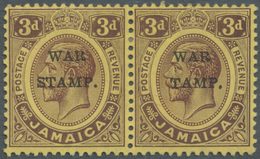 * Jamaica: 1916, KGV 3d. Purple/lemon With Opt. 'WAR STAMP.' Horiz. Pair With 'S' In 'STAMP' Omitted O - Giamaica (1962-...)