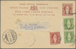 GA Jungferninseln / Virgin Islands: 1901, 1 D Statinonery Card With Additional Franking Of 1 D And Vert - Britse Maagdeneilanden