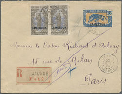 GA Kamerun: 1921, 15 C Blue/orange Pse, Uprated With Pair Of 35 C Grey/ultramarine And Sent Registered - Cameroon (1960-...)