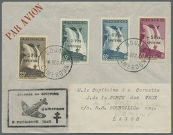 Br Kamerun: 1940, "SPITFIRE" Overprints, 25c. To 70c., Complete Set Of Four Values On Airmail Cover Fro - Cameroun (1960-...)