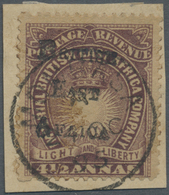Brfst Kenia - Britisch Ostafrika: 1895 'British East Africa' Optd. 4½a. Brown-purple, Used On Piece, Tied - Africa Orientale Britannica