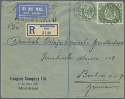 Br Kenia - Britisch Ostafrika: 1933, Registered Letter From MOMBASA Via Brindisi To Berlin. Air Mail La - British East Africa