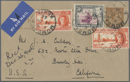 GA Kenia: 1946. Air Mail K.U.T. Postal Stationery Card 10c Bistre (vertical Fold) Upgraded With SG 144, - Kenia (1963-...)