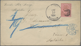 Br Kolumbien: 1894, Envelope Bearing 10 C Tied By Killer-duplex "MEDELLIN ENE 10 1894" And Negative Esc - Colombia