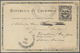 GA Kolumbien - Ganzsachen: 1899, 2 Ct Black Postal Stationery Card With Color Printed Picture "Catedral - Kolumbien