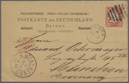 GA Lagos: 1886, "LAGOS A FE 2 86" And Barr-cancel On Early Bavarian Stationery Card 10 Pf Sent Back Wit - Nigeria (...-1960)