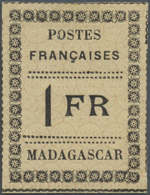 * Madagaskar: 1891, Local Typeset Issue, 1fr. Black On Yellow, Mint O.g. Previously Hinged, Signed Cal - Other & Unclassified