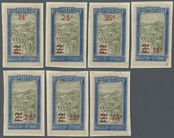 Brfst Madagaskar: 1922, 25 C. On 2 F. Blue And Oliv Landscapes With Overprint, Seven Different Overprint T - Other & Unclassified