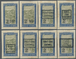 Brfst Madagaskar: 1922, 25 C. On 2 F. Blue And Oliv Landscapes With Overprint, Eight Different Overprint T - Sonstige & Ohne Zuordnung