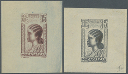 (*) Madagaskar: 1930, Definitives "Rural Life", Design "Native Woman", Two Imperforate Essays Of Not Rea - Sonstige & Ohne Zuordnung
