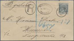 Br Marokko: 1896. Registered Envelope Addressed To Germany Bearing Gibraltar SG 33, 5p Slate Tied By Ta - Maroc (1956-...)