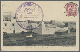 GA Marokko: 1911, French Offices, Air Mail Picture Postcard Of 'Mosque And Cemetery, Rabat' Addressed T - Maroc (1956-...)