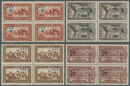 ** Marokko: 1938, Children's Relief, 2c. To 10f., Complete Set Of Eight Values As Blocks Of Four, Unmou - Marocco (1956-...)