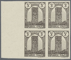 ** Marokko: 1943/1944, Definitives "Tour Hassan", 3fr. Brown, Imperforate Left Marginal Block Of Four W - Marocco (1956-...)