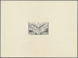 (*) Marokko: 1945, 50fr. Airmail, Non Adopted Design, Imperf. Proof In Black, Presented On Cardboard Siz - Maroc (1956-...)