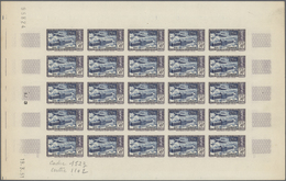 ** Marokko: 1951, 50fr. Sanatorium Of Ben Smine, Imperforate Colour Proof Sheet Of 25 Stamps "blue And - Maroc (1956-...)