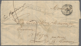 Br Martinique: 1843. Stampless Envelope Written From Fort Royal Addressed To Mezin, France Cancelled By - Altri & Non Classificati