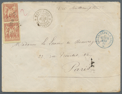 Br Martinique: 1877. Envelope To Paris (verical Folded And Few Stains) Bearing French General Colonies - Andere & Zonder Classificatie