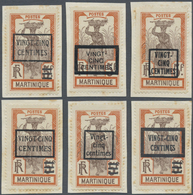 Brfst Martinique: 1922, VINGT-CINQ-CENTIMES On 5 F. Orange/brown Sugar Cane Harvest With Overprint, Six Di - Sonstige & Ohne Zuordnung