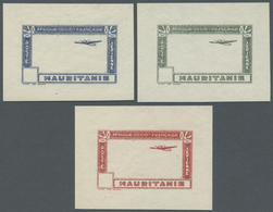 (*) Mauretanien: 1942, Airmails, Design "Plane And Camel Caravan", Group Of Three Imperf. Stage Proofs S - Mauritania (1960-...)