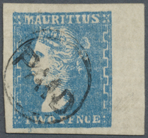 O Mauritius: 1859: 2 D Blue, Laid Paper, In Perfect Condition With Wide Margins All Around And Right S - Mauritius (...-1967)