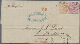 Br Mauritius: 1874, Letter From PORT LOUIS Franked With 4 D And One Shilling QV With "B53" Barred Oval - Mauritius (...-1967)