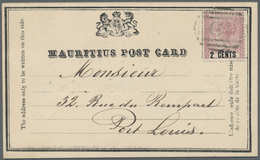 Br Mauritius: 1880: Postal Stationery Formular Card "MAURITIUS POST CARD" Franked With 2c Stamp (SG 83) - Maurice (...-1967)