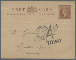 GA Mauritius: 1900. Great Britain Halfpenny Brown Postal Stationery Card (horizontal Wrinkles) Written - Mauritius (...-1967)