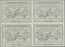 GA Mauritius: Design "Rome" 1906 International Reply Coupon As Block Of Four 18 C. Of A Rupee Mauritius - Maurice (...-1967)