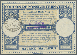 GA Mauritius: 1953. International Reply Coupon '50 Cents On 45 Cents Of A Rupee' Surcharge In Violet Ca - Mauritius (...-1967)