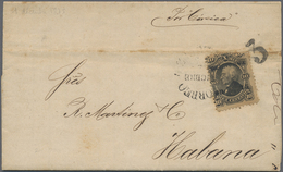 Br Mexiko: 1875. Envelope Addressed To Habana Bearing ‘Hidalgo’ Yvert 56, 10c Black (corner Faults) Tie - Messico