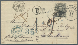 Br Mexiko: 1876. Envelope Addressed To France Bearing Hidalgo Yvert 56, 10c Black Surcharge 'Tampico' W - Mexico