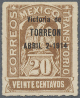 * Mexiko: 1914, Victory At Torreon, 20c. Brown, Fresh Colour, Mint O.g. Hinged, Signed Calves. Mi. 2.0 - Messico