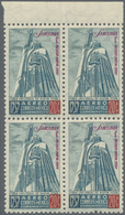 ** Mexiko: 1939, Sarabia Flight Mexico-New York, 20c. Greenish Blue/red, Top Marginal Block Of Four, Un - Mexiko