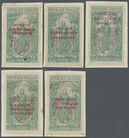 Brfst Mittelkongo: 1924, 25 C. Green/gray With Overprint, Five Different Overprint Types In Red Unused On - Other & Unclassified