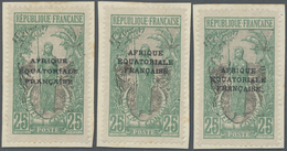 Brfst Mittelkongo: 1924, 25 C. Green/gray With Overprint, Three Different Overprint Types In Black Unused - Autres & Non Classés