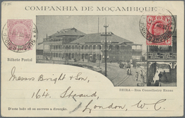 GA Mocambique - Provinzausgaben: Mocambique-Gesellschaft: 1909, Stationery Picture Card 10 R "Beira-Rua - Mosambik