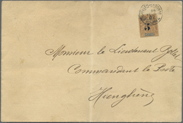 Br Neukaledonien: 1902. Local Mail Envelope (fold/bend) Addressed To The 'Comandant Le Poste, Hieghene' - Andere & Zonder Classificatie